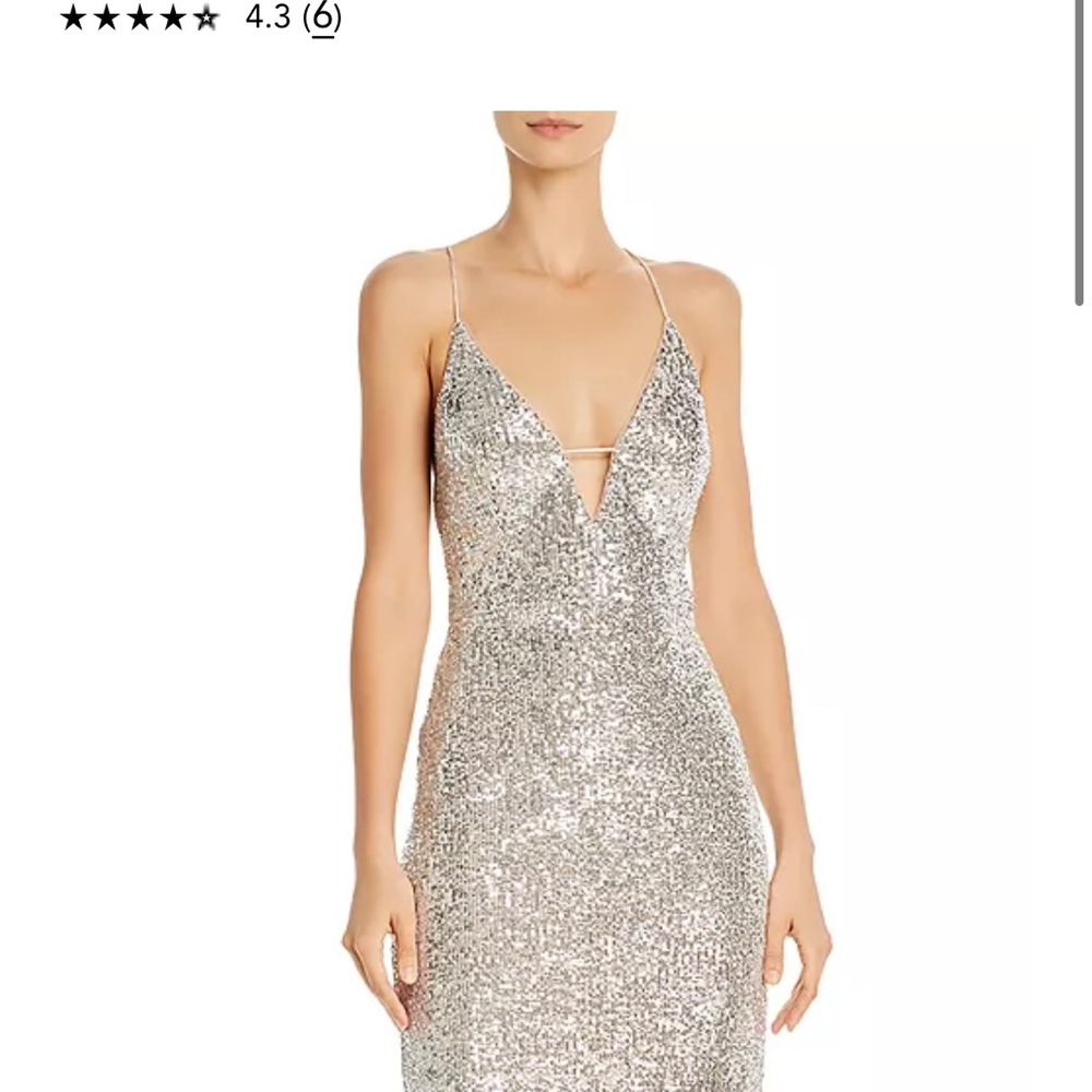 Aidan Mattox Gold Sequin Bodycon Dress Plunge Neckline